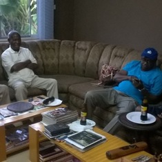 Relaxing at home at Odumase with his brothers Tetteh and Eric.