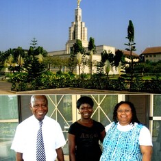 Kwesi, Carolyn and Stephanie at Accra Temple 