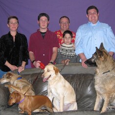 It was tough to get everybody interested for the family Christmas photo.