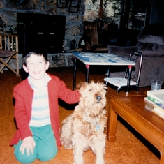 Kyle and his friend Shana, the Irish Terrier.