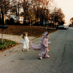 Shane and Kyle trick-or-treating in South Bend, Indiana. 1986