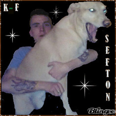 Kyle-Fergus with his beloved dog Sefton.