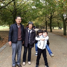 Kyoko lives on inside us - here are Ethan, Kaya, Yoshiko-San (Baba), and Yasuo-San (Jiji), October 2016 in Greenwhich, England.