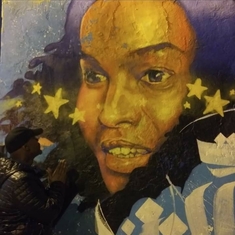 Big brother in awe of Shugga's Mural #ThankYouAnonymousMuralGuy
