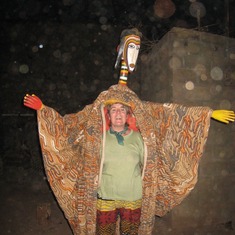 Wearing a puppet made by Yaya Culibaya Bamako Dec 2009
