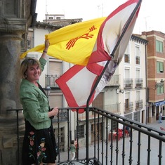 Happy that the flag of New Mexico is flying from the balcony of the Ayuntamento de Agreda, May 2009