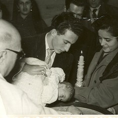 Bautizo 1956 Fonso (primo de Papa) y Pepita