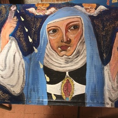 La Dama Azul, the Blue Lady in a triptych