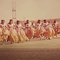 Kabwe girls led by Lakshmeeben performing at the National Stadium  celebration of Zambia’s Independence in Lusaka, Oct. 1964.
