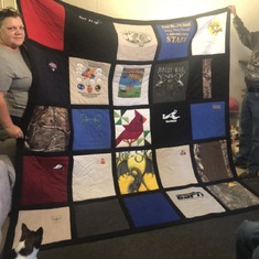 My quilt made from your t shirts. Took me almost 5 years to give them up.  