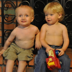 The littlest grandsons - Hudson and Bennett - Thanksgiving 2014