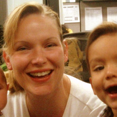 Jennifer with her sons when they were very small, about 2002