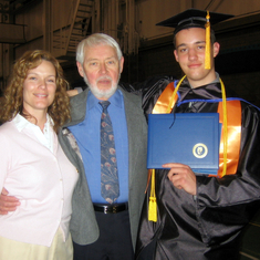 Jennifer, Grandpa and Micho, right after his Macomb College's graduation ceremony.
