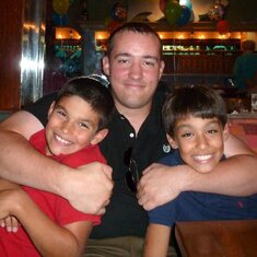 Uncle Micho with his nephews, Owen and Oscar, 2011