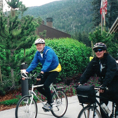 Dad in his Team in Training bicycle race at Lake Tahoe in 1997; had to train for months, at age 70