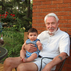 Summer 2002 with his second great grandson, Owen