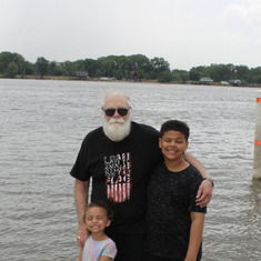 Great Grandkids visiting the Mississippi River in Iowa
