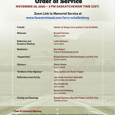 Memorial Bulletin Page 2 Order of Service for Nov 29, 2020