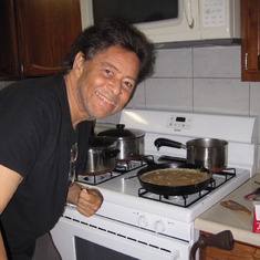 Larry cooking - He was a good cook.