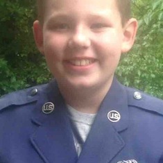 Dylan is proudly wearing his PawPaw’s USAF uniform! UPDATE: Dylan is a proud member of The U.S. Marine Corps! 