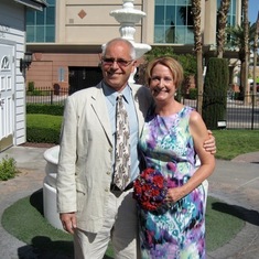 In front of the Vegas wedding chapel at my wedding in 2013