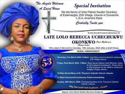 Late Lolo Rebecca Uchechukwu Okonkwo