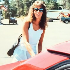 Her new Ford Escort, 1989..