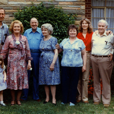 Mother's Day 1984. (L-R) Grandparents Paul & Irene Arkebauer, with Laura; Great-Grandparents John & Grace Muzzy; Grandma Ruth Hill; mom Karen; Grandpa Wendell Hill, Sr.; cousin Bill
