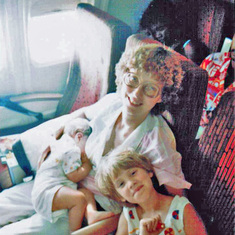 Plane ride to Florida--Karen, Woody and Laura