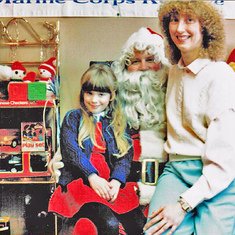 5-year-old Laura and Karen with "Santa" (Wendell) in December, 1986