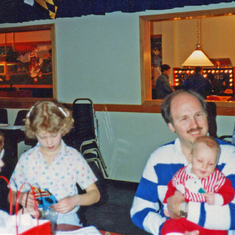Jody, Jim and Cary Chilson with Laurie (2nd from left) and Woody (held by Jim) on February 10, 1988.  (Photo courtesy of Jim Chilson.)