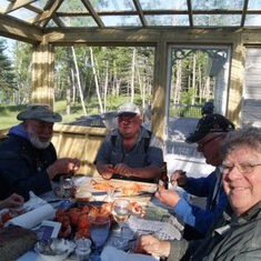 With brothers Paul and Kenny, sister in law Rosemary, and brother in law Maurice.  . . . lobster scoff.