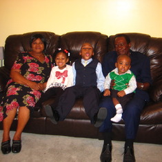Daddy & Mummy with grand kids - Jaden, Hannah and Elijah.