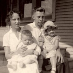 Larry, Beatrice and Jean Larson at Irving Ave. residence -  1933