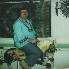 Dad on rocking horse