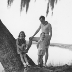 Cheryl, Russell, Larry at Barn Creek, Sapelo Is. (Summer 1961)