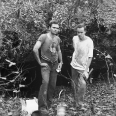 H. Morgan Smith and Larry exploring cave in northern Florida circa 1942
