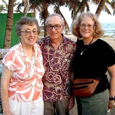Janet and Larry with Evelyn Sherr at an Ocean Sciences meeting in Hawaii, February 2003