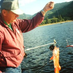 BC - Vancouver Island, Gold River Fishing:  Dad caught another mackerel, his sixth one.  Not a good day...