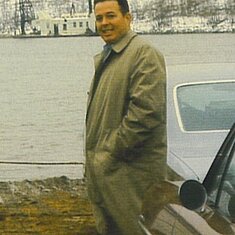 Lawrence Kole ---> Steve  Kole comments: "Lawrence and I are crossing the Arkansas River on a four car ferry in 1966 on our first trip to Arkansas. We have just left Dumas, Arkansas after briefly visiting Edgar Farmer's Catfish and Rice Farm. We are runni