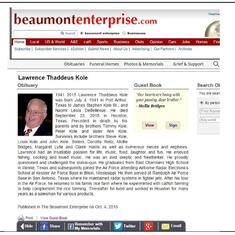 Lawrence T. Kole obituary Beaumont Enterprise published on October 4, 2015.