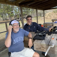 At the shooting range with his buddy, Stan