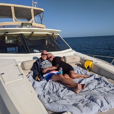 Relaxing on the yacht we rented in California