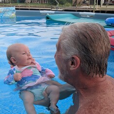 Everly’s first swim is with Bumpa
