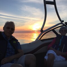 Dad and Mom enjoying a Lake Michigan sunset