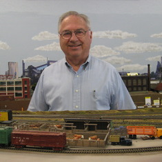In his element... at the Pebble Creek train club in AZ. He still loved to play with his favorite toys.