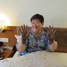 Her first menhdi (henna) session in India