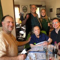 Pesach 2022 in Santa Cruz with Lenore at the head of the table
