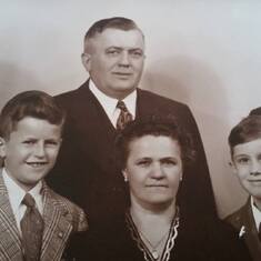 1945-The Original Schuch Clan: Norm, Walt, Leo Sr., Theresa, Leo Jr. & Frank Schuch