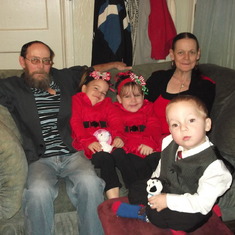 Mom (Mimi) & Dad (Pepe) Kyra,Kendra Karson Christmas 2013. These are 3 of Leo's Grandchildren.
